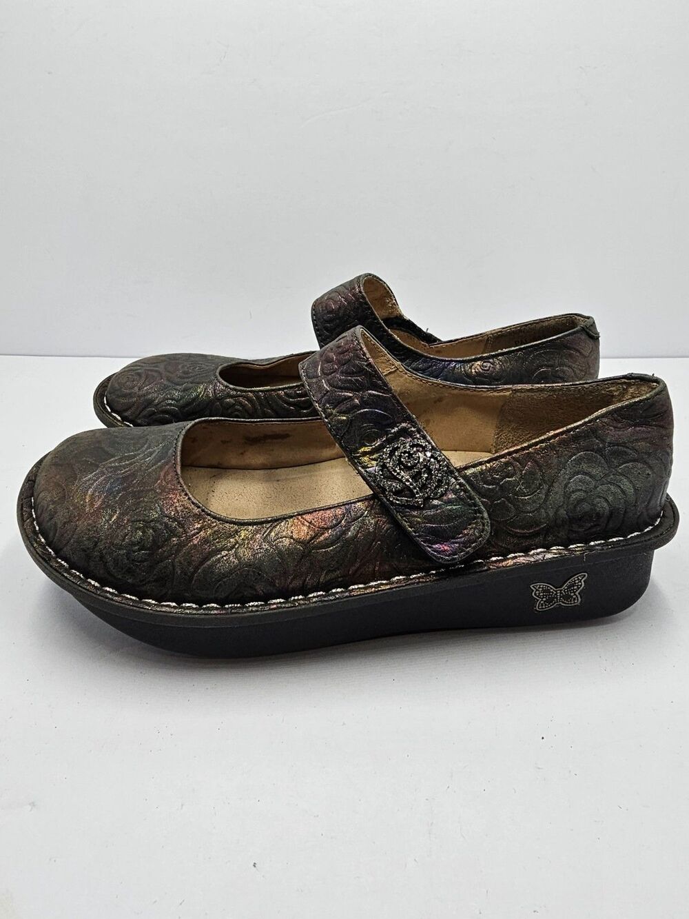 Alegria Paloma Floral Iridescent Leather Mary Jane Shoes Womens EU 38 US 8-8.5 - Picture 3 of 10